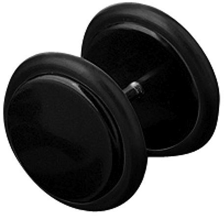 Piersando Ohrring Fake Ohr Plug Flesh Tunnel Piercing Ohrstecker Stecker Stab Runde Platte UV Hantel Kunststoff Schwarz 8mm