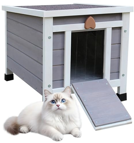Rockever Outdoor Cat House, Rabbit Hutch Outdoor Indoor Bunny Cage