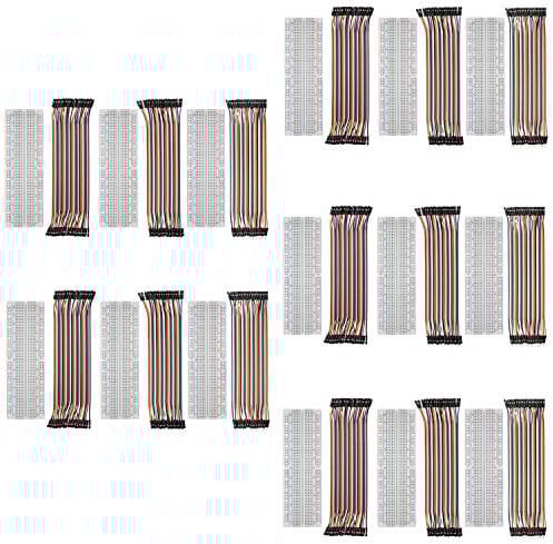 AZDelivery 5 x MB-102 Breadboard Kit - (Set of 3) 830 Tie-Point Solderless Breadboard Prototype PCB Board + (Set of 3) Jumper Wires M2M/F2M/F2F(40 PCS each) compatible with Arduino including E-Book!