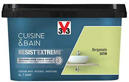 V33 Peinture multi-supports monocouche Cuisine & Bain Resist'Extrême® Satin, Bergamote, 2L