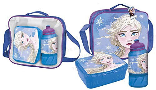 CERDÁ LIFE'S LITTLE MOMENTS, Portameriendas Termico con Botella Infantil y Tupper Frozen 2-Licencia Oficial Disney Studios Unisex niños, Multicolor, 23.0 X 15.5 X 8.0 CM