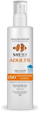SAFE SEA Sonnencreme für Erwachsene, LSF 50, Sonnenschutz 50, umweltfreundlich, Sonnencreme, Sonnencreme, LSF 50, Sonnenspray 50, Sonnencreme für Erwachsene, Anti-Mussen-Sonnencreme, 100 ml