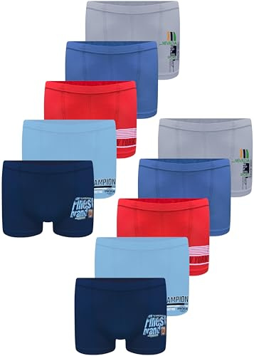 LOREZA ® 10 Boxer Ragazzi Bambino Intimo Mutande Ragazzo in Cotone (140-146 (10-11 Anni), Set da 10) Modello 5