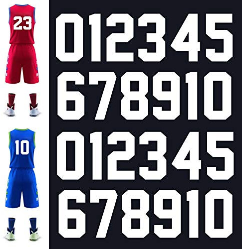 Meetory 24 Pieces Iron on Numbers T-Shirt, 8 Inch Heat Transfer Numbers 0 to 9 for Team Uniform Sports T-Shirt Jersey Football Basketball Baseball (White)