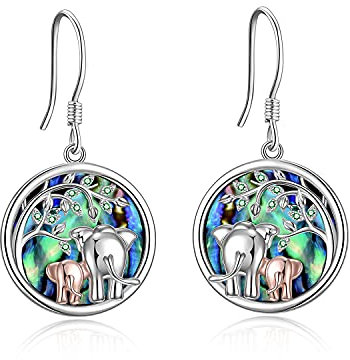 YFN Elefanti Orecchini Argento Sterling Oro rosa Gioielli Albero della Vita Regalo per Madre Figlia