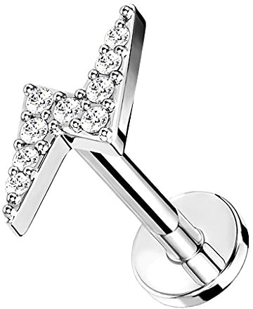 Piercingfaktor Piercing Chirurgenstahl Stecker Kristall Blitz Glitzer Kugeln Ohr Cartilage Tragus Helix Ohrpiercing Barbell Stab Knorpel 6mm Silber