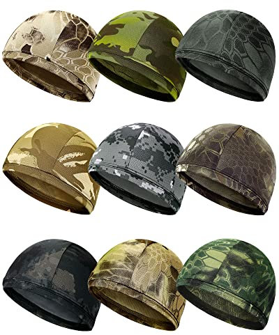 9 Stück kühlende Totenkopfkappe, Camouflage-Innenfutter, schweißableitende Kappe, leichte Radkappe, Laufkappe für Männer und Frauen, Siehe Abbildung, Einheitsgröße