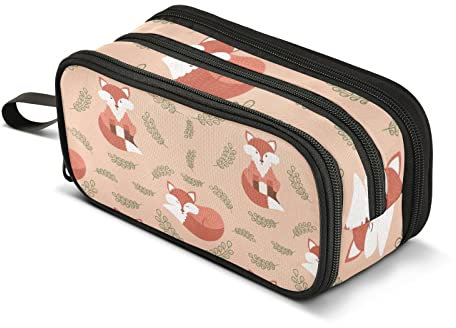 Niedliche Fuchs-Federmäppchen, tragbar, für Büro, Schreibwaren, Make-up-Tasche, großes Federmäppchen für Mittelschüler, Studenten, mehrfarbig, Einheitsgröße, Taschen-Organizer
