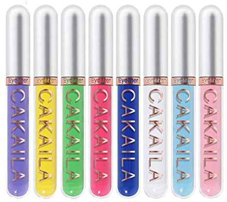 MKNZOME Matte Eyeliner Bunt, 8 Farben Flüssig Wasserfest Make Up Set Langlebiger Eyeliner Multifunktionale für Cosplay, Täglichen Gebrauch, Halloween, Weihnachten Party Make-up