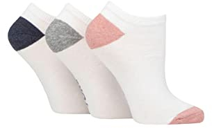 SockShop TORE Ladies 100% Recycled Heel and Toe Cotton Trainer Socks Pack of 3