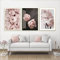 HTWLMM Rosa Blühende Blume Bilder Nordic Leinwand Poste Wandbilder Wohnzimmer Mädchen Schlafzimmer Deko Modern Kunst Badezimmer Bilder Poster Set Rahmenlos (3X50X70CM,3)