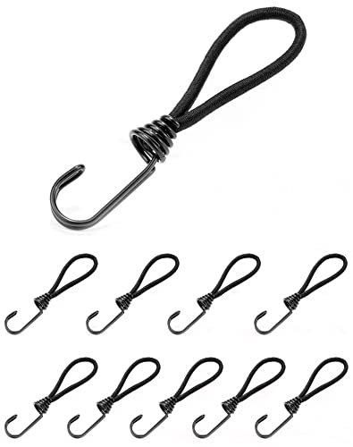 QWORK® 10 Stück Spanngummi mit Haken, Expanderhaken, planenbefestigung,15cm, schwarz, für Planen, Netze, Zelt