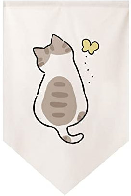 Sarah Duke Scheibengardine, Baumwolle Leinen Dreiecke Vorhang, Cartoon Katzen Muster Kinderzimmer Trennvorhang Vorhänge, Kurze Gardinen für Türrahmen Deko, 1 Stück (F,30 x 50 cm)