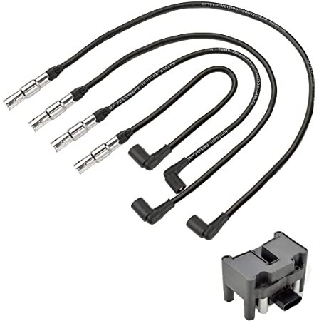 LST Zündkabelsatz + Zündspule Zündmodul Zündeinheit kompatibel mit Audi A4 A3 VW Golf Skoda Octavia Seat Leon 1.6