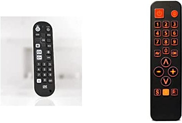 One For All Zapper+ Universal Fernbedienung TV - Steuerung von 3 Endgeräten & FeinTech FeinControl TV Großtasten-Fernbedienung mit Beleuchtung Universal Infrarot Lernfunktion, schwarz