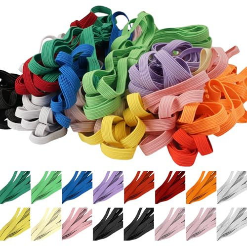 16 Piezas Cinta Elastica Costura Colores 6mm, Goma Elástica Plana Colores, Bandas Elásticas de Estiramiento Fuerte, Elásticos para Coser Tejer, Manualidades de Bricolaje