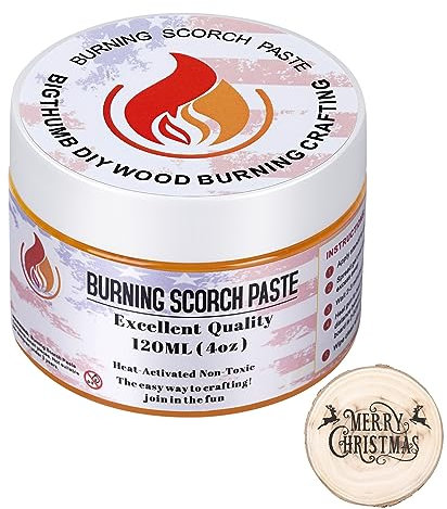 Burning Scorch Paste, Holzbrennpaste, Holzbrenngel, kombiniert mit Seidenschablone auf Holz, Denim, Leinwand, Verwendung mit beheizter Pistole, Denim, 1 Packung, Weiß