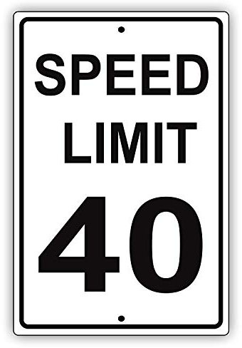 Plaque en métal 20,3 x 30,5 cm - Limite de vitesse 40 km/h miles par heure - Lettres noires - Zone ralentie de vitesse - Alerte d'alerte d'alerte - Avertissement d'avertissement - En aluminium - 20,3