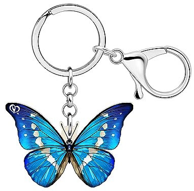 BONSNY Acrylique Floral Mignon Papillon Porte-Clés pour les Femmes Porte-Monnaie de Voiture Sacs Clés Insectes Bijoux Cadeaux Accessoires (Marine)