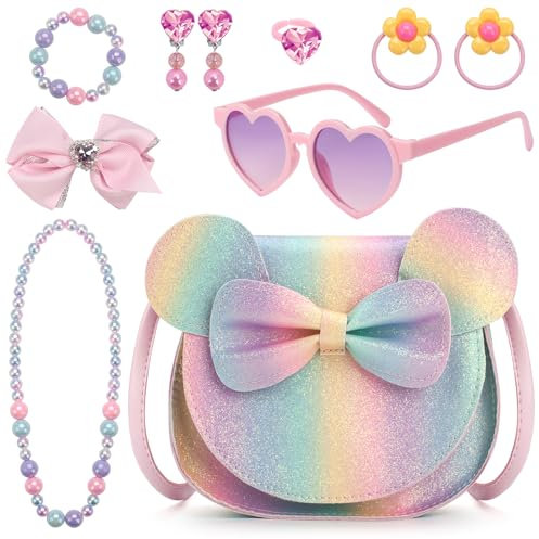 RSXING Kinder Umhängetasche Mädchen - Nette Rundes Ohr Bowknot CrossBody Bag - Kinder Handtaschen Prinzessin Mini Taschen Geschenke für 3 4 5 6 jährige Mädchen(bunt)