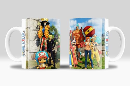 newseny Taza One Piece Luffy y Patrulla - Colección taza onepiece patrulla: 'Luffy, Nami, Roro, Usopp, Brook, Nico, Vivi' Taza nami - Taza anime one piece, Cerámica 355ml