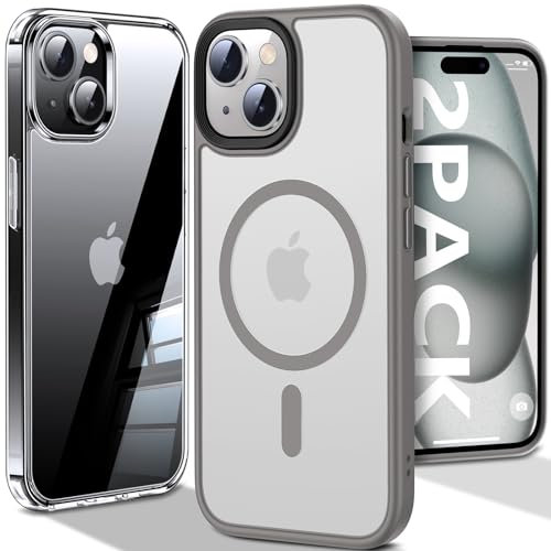Chicfun [NO.1 Strong Magnetic for iPhone 15 Case for MagSafe [15FT Military Shockproof Tough Protecive] Lasting Durable iPhone 15 Phone Case Shockproof Silicone Matte iPhone 15 Cover Grey