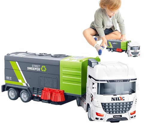 Firulab Camión de saneamiento | Juguete Realista de camión barredor de inercia,Juego de camión de Basura para niños, niñas, niños, niños pequeños para el hogar, Escuela al Aire Libre
