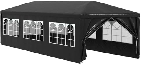 HOMIUSE Partyzelt 3x9 m Pavillon Faltpavillon Grillpavillon Verkaufsstand Gartenpavillon Gartenlaube Party Zelt Groß Bierzelt Faltzelt Pavillion Klappbar Faltbar Grill Pavillions Anthrazit