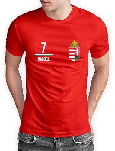 True Statements Ungarn T-Shirt „WM 2026“ Magyarország Trikot Fußball Shirt Herren Damen Unisex Weltmeisterschaft - personalisiert mit Zahl & Namen - Fanartikel Fan-Outfit, Rot, Gr. M