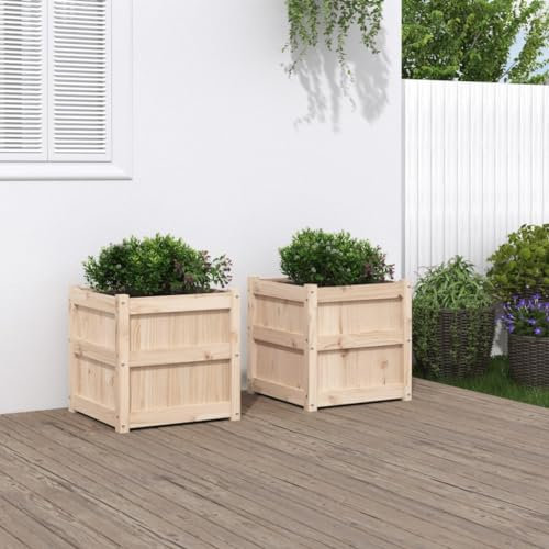 Iiaky Pflanzkübel 2 STK. Blumenkasten PflanzgefäßE FüR Draussen PflanzenküBel Massivholz Kiefer - 837415