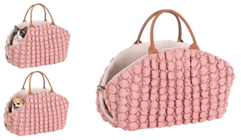 Hundetasche - Tragetasche Yzma Rosa – 42x26x25cm – Polyester – 2 Tragegriffe – Wendekissen – Einsatz herausnehmbar – Sicherheitsleine – leicht zu reinigen