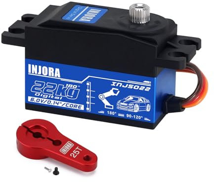 INJORA INJS022 Servomoteur Numérique Low Profile 22KG avec Bras de Servo 25T pour Voiture RC 1/10 Modèle Robot