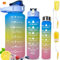 VIHACI Lot de 3 grandes bouteilles d'eau de sport réutilisables sans BPA 2 l 1 l 300 ml Modernes colorées