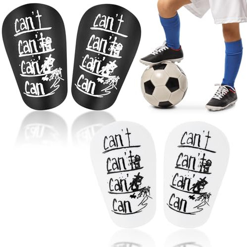 2 Paar Fußball Schienbeinschoner, Mini Schienbeinschoner Can't Can, Stoßfeste Anti-Kollisions Beinschützer, Beinschutz für Erwachsene & Kinder & Jugendliche, Fußball Geschenke für Jungs, Schwarz+Weiß