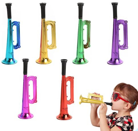 JINJUMEI 6 Pezzi Strumenti Musicali Di Plastica Trombetta Giocattolo Bambini Corno Portatile Giocattolo Noise Maker Corno Giocattoli per Compleanni Carnevali Feste ed Eventi Competizione Sportiva