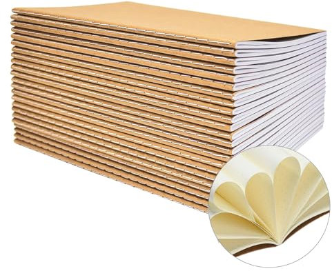 YBCPACK Kraft Notizbuch A5 Dotted, 20 Notizbücher Set, Gepunktet Notizheft mit 60 Seiten (30 Blätter), Notizblock für Büro, Schule & Reisen (21x14cm)