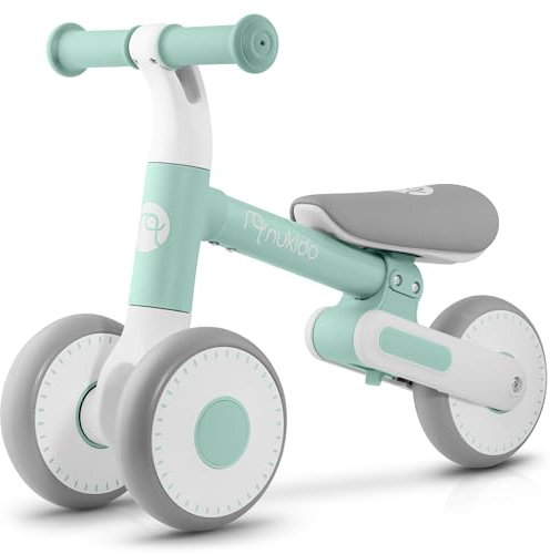 Nukido Laufrad Ab 1 Jahr Dreirad Kinderdreirad Kinderlaufrad Höhenverstellbar Lauflernhilfe Fahrrad Schaumreifen Weiß Grau Minze
