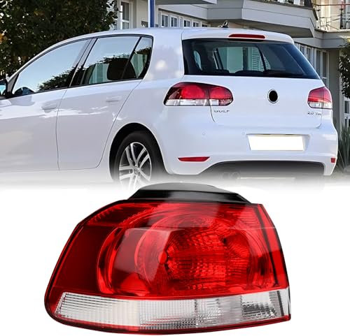 Kistrba Rückleuchte Ohne Glühlampe Aussen Links Ersatz für 2009-2013 VW Golf MK6, Klar Rot Basic Heckleuchte Rücklicht, 5K0945095D 5K0945095N 5K0945095E