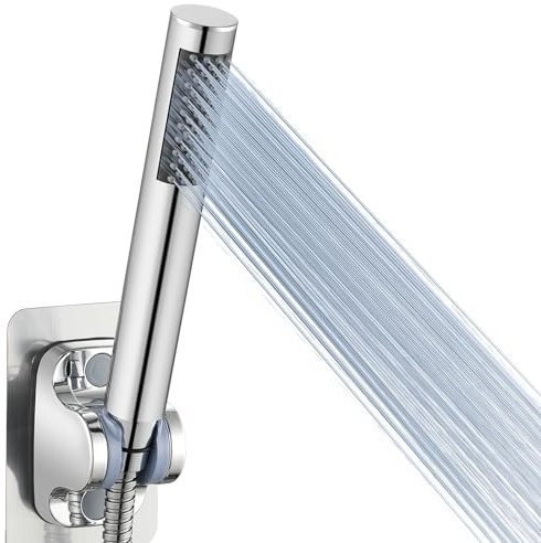All Metal Handheld Shower Head, Voolan High Pressure Shower Heads with Handheld Sprayer, Chrome Hand Shower with Teflon Tape, Solid Brass Hand Held Wand Shower(Round)