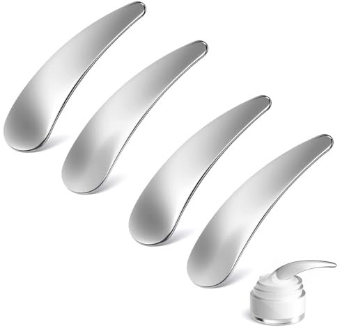 4 Pcs Cosmetic Spatula Mini Makeup Spatulas for Skincare, Reusable Cosmetic Cream Spatulas Spoon, Skincare Scoop Applicator Facial Massage Beauty Tools for Mixing and Sampling Face Eye Cream
