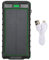 20000mAh Portable Solar Phone Charge with Dual USB Ports, LED Flashlight, and, Rugged Solar Power Bank for Camping, Hiking (Black-Green)