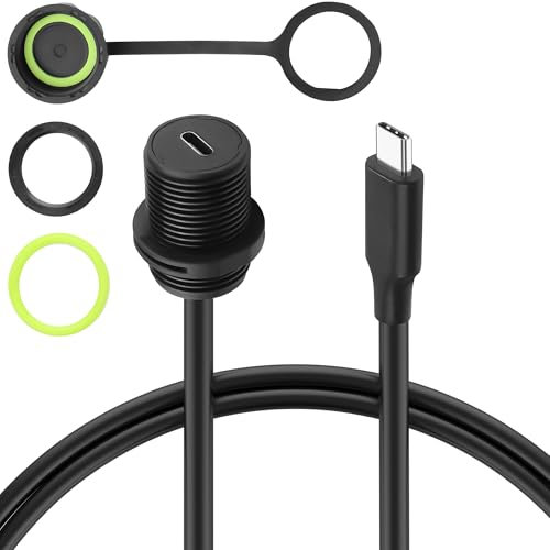 JSADZKJ IP68 Waterproof USB 3.1 Type-c Panel Extension Cable,TYPE-C Male to Female Outdoor Socket Waterproof Connector, USB C 3.1 Flush Mount Cable Extender Cable for Data Transfer/Charging