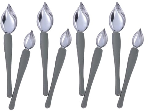 CONGARTENO 10 Stück Dekorierlöffel aus Edelstahl Präzisions Küchenlöffel zum Anrichten und Malen Silikon Griff für Kaffee und Westliche Speise Dekoration