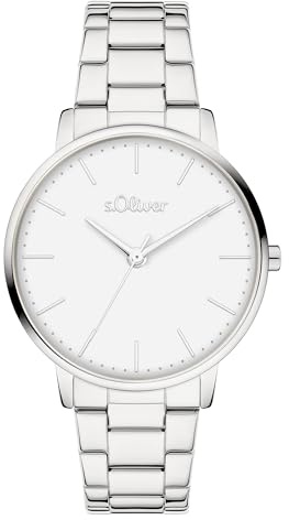 s.Oliver Damenuhr - 34 mm - Flache, Zeitlose, alltagstaugliche, analoge Armbanduhr für Damen mit Quarzwerk - 3 ATM wasserdicht - Kratzfest - Geschenkidee