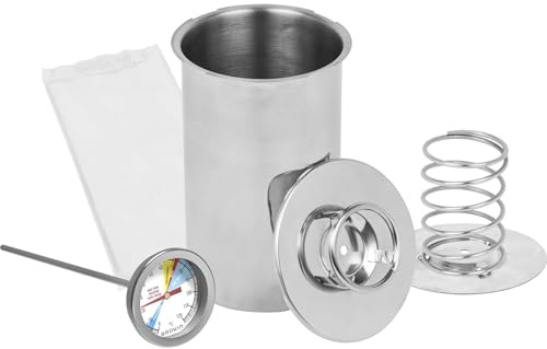 Edelstahl Schinkenkocher Set inkl. Thermometer & Kochbeutel – Schinkenfee für hausgemachte Wurst & Schinken – Fleischpresse Spülmaschinenfest (1,5kg SET)