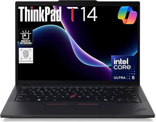Lenovo ThinkPad T14 Gen 5, Intel Core Ultra 5 135U, 16Go DDR5, 512Go SSD, écran 14 Tactile 500 nits 100% sRGB, WiFi 6E, Thunderbolt 4, Windows 11 Pro, PC Portable Professionnel, AZERTY FR