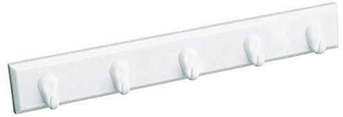 homeXpert Hakenleiste, Schlüsselleiste mit 5 Haken weiß, Länge 22 cm, zum Kleben oder Schrauben