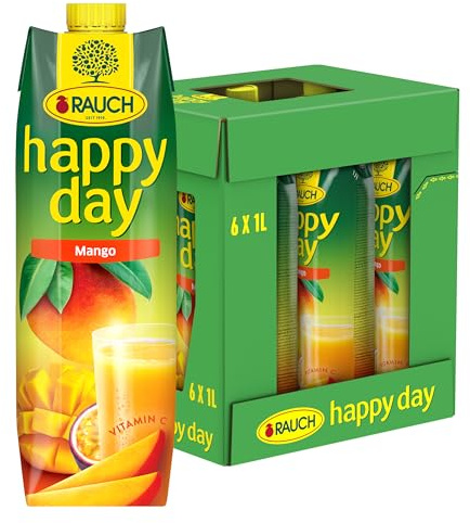 Rauch Happy Day Mango | himmlisches Fruchtsaftgetränk mit Maracuja verfeinert | viel Vitamin C | 6x 1l Tetra Prisma