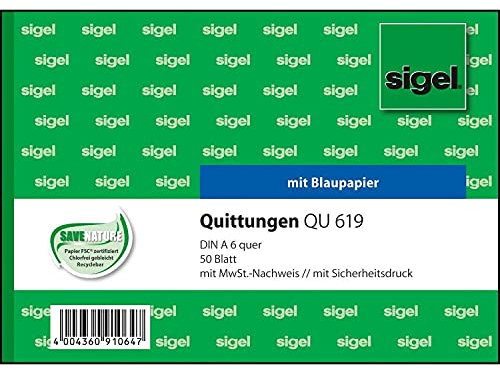 sigel Formularbuch ´Quittung´, einfaches Satzbild, A6 quer