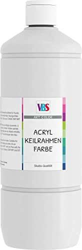 Acrylfarbe für Keilrahmen, 1.000 ml, Malen auf Leinwand Farbe, von VBS Titanweiß